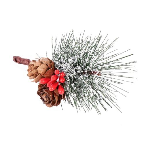 Toyvian 6pezzi Rametti di Bacche Rosse di Agrifoglio Ramo di Agrifoglio Ricoperto di Neve Bacche Rosse di Natale Decorazioni Natalizie