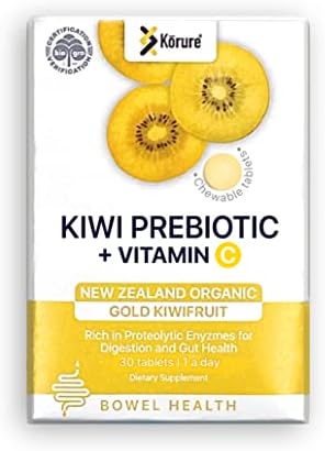 Kiwi Prebiotic + VIT C (Chew),100% New Zealand Organic Golden Kiwi for Regular Bowel Movement & Gut Health