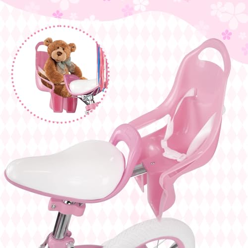 Image of Glaf Toddler Girls Bike for Age 2-12 Years Old | 12 14 16 20 Inch Kids Bike Girls Bicycle with Training Wheels,Basket,Doll Seat,Princess Style Kids Bicycle Gift