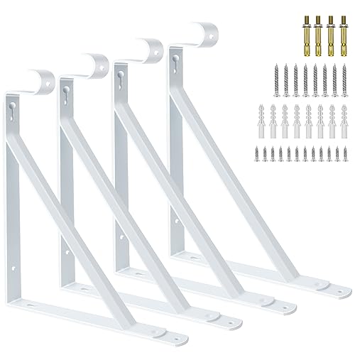 Closet Shelf Bracket with Pole Holder, 10 X 11 Inch Closet Rod Bracket