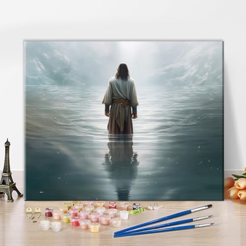 Frameless DIY Jesus in The Water Paint by Numbers for