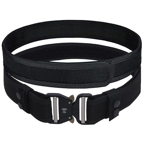 TKHDBF Duty Belts 2 In 1 Gun Belts Heavy Duty Tactical Belts for Men with Inner Outer Belts Quick...