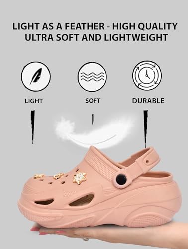 Image of HEALTH FIT SUPER SOFT Comfortable Adjustable Back Strap Clogs & Cute Charms |Waterproof Anti Skid & Lightweight Cushioned Stylish Clogs Mules for Women's & Girl's HFSILK11