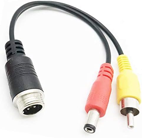 priaolker 20cm/7.88" 4-pin Male Aviation Plug to RCA Male and DC Male Connector Cable, RCA AV + DC to M12 4-pin Extension Cable for Surveillance Camera Car Camera Video and Audio - (1 Pcs)