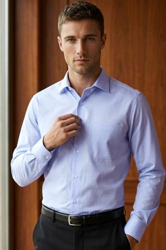 Image of Louis Philippe Men's Regular Fit Easy to Iron Everyday wear Premium Cotton Full Sleeve Solid Formal Shirt