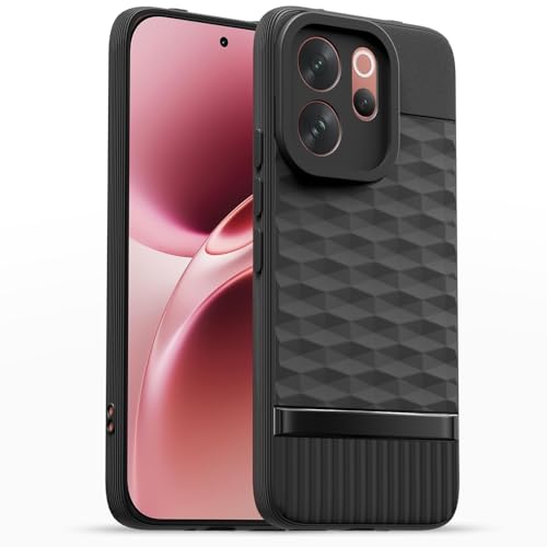 Image of Pikkme Back Cover for Vivo V70 5G Camera Protection 3D Hexa Cube Design Silicone Protective Bumper Case (Black)
