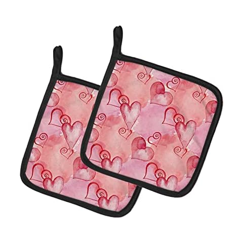 Caroline's Treasures Watercolor Red Hearts Pot Holders Cover