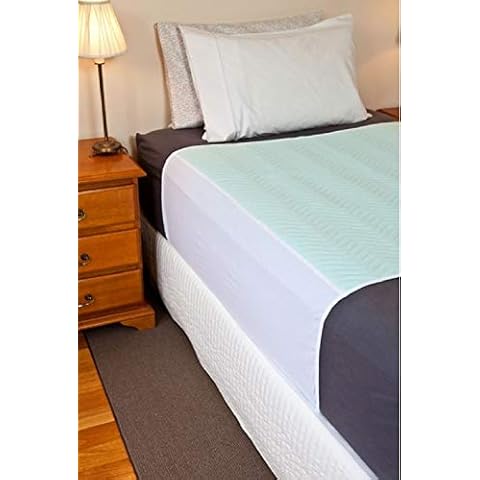 Deluxe Washable Reusable Single Bed, Incontinence Pad Protector with Tucks, Green Cover