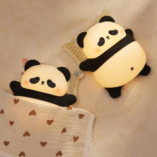 Image of One94Store Rechargeable Silicone Lazy Panda Night Light for Kids | 7-Color LED Changing Lamp | Adorable Room Decor & Gift for Toddlers, Teens & Valentine's Day | Soft BPA-Free Nightlight | Multicolor