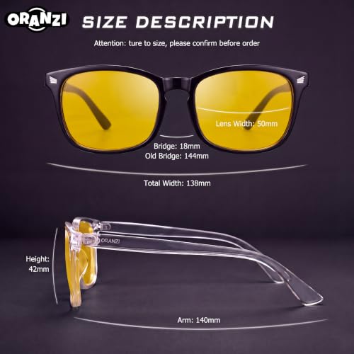 Image of Night Driving Glasses for Men & Women, Yellow Tinted Anti Glare | Fashion High Tech Glasses with Yellow Tinted Lenses for Reduce Harsh Glare to Reduce Eye strain & Improve Night Time Vision