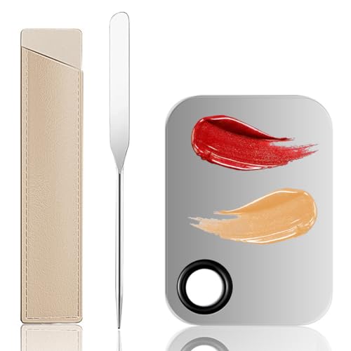 ZKSXOA Paleta de Maquillaje, Paleta de Cosméticos, Maquillaje Acrílica Transparente para Mezclas Cosméticas y Espátula de Acero Inoxidable, para Maquillaje/Arte de Uñas