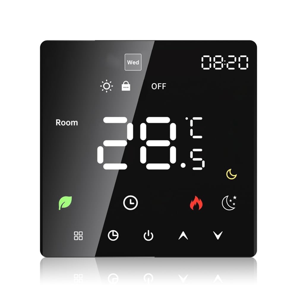 Termostato de Calefacción por Suelo Radiante, Termostato de Ambiente, Termostato de Calefacción, Eléctrico Inteligente, WiFi, Pantalla Táctil, Control por (Calefacción eléctrica