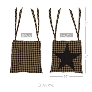 Vhcbrandsblackstarcotton15x15chairpadblack Urban Country Home Decor Vhc brands black star cotton 15×15 chair pad black urban country home decor