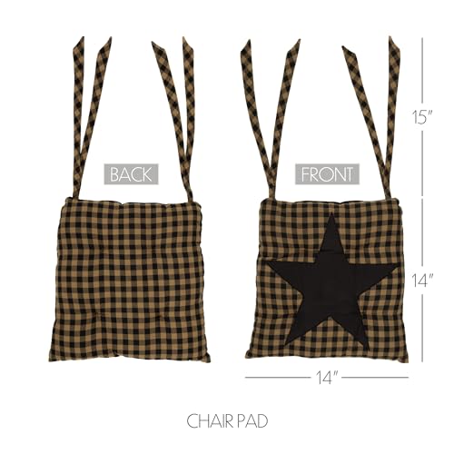 Vhcbrandsblackstarcotton15x15chairpadblack Urban Country Home Decor Vhc brands black star cotton 15×15 chair pad black urban country home decor