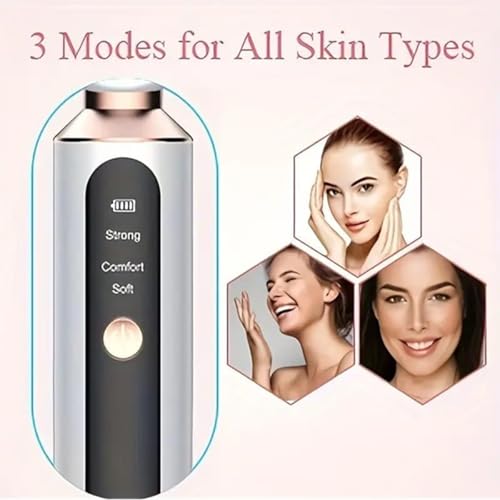 Image of Blackhead Remover, Beautiful Skin Care Expert Acne Pore Cleaner Vacuum Blackhead Remover Kit Skin Cleanser, Pimple Removal Tool With LED 50X Magnifier, 3 In 1 Multi-Function Silicone Blackheads(White Magnifie Derma Suction) (Black) (White)