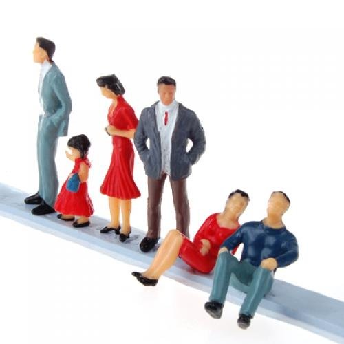 sharprepublic 6 Figure in Miniatura Dipinte Figure di Persone Scala delle Scale 1:30 G in Piedi E Seduti 3-5.8 Cm