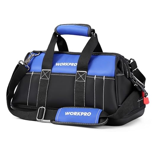 WorkPro Werkzeugtasche mit breiter Öffnung und wasserfestem Boden aus geformtem Kunststoff, 40,6 cm