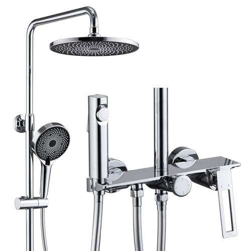 Système de douche avec robinet de baignoire cascade et pommeau 25 cm