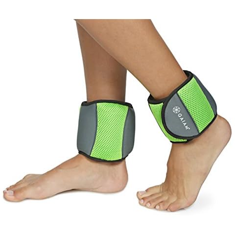 Gaiam Ankle Weights Adjustable Set For Women & Men - Resistance Workout Equipment for Walking, Running, Pilates, Yoga, Dance, Aerobics, Cardio Exercises (5Lb Set - Two 2.5Lb Weights) Cover