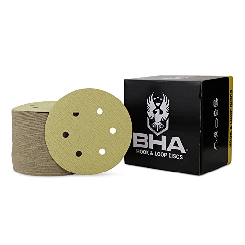 BHA 6" Inch 6 Hole Hook and Loop Sanding Discs for Orbital DA Sanders - 100 Pack (80 Grit)