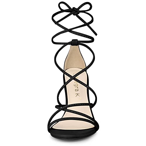 Allegra K Women's Lace Up Heels Strappy Stiletto Heel Sandals3