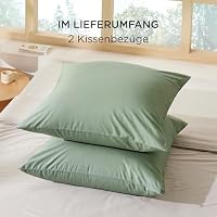 BEDSURE Kissenbezug 80x80 2er Set - 100% Baumwolle Kopfkissenbezug Grasgrün – Ansicht 6