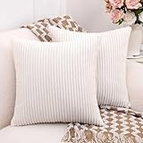 Awesling クッション 中身 2個セット 柔らかい ボリューム感 ヌードクッション、快適な本体中身は高弾性ポリエステルコットン入り、高反発 ソファ・ベッド・車載・椅子兼用 洗える枕カバー付き (ベージュ, 50x50cm)