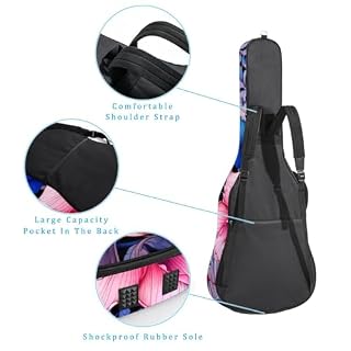 JRHEJTFZ Housse pour guitare acoustique de 1,9 cm d’épaisseur – Imperméable – Durable et élégant – Motif floral blanc, Multicolore 4., 42.9×16.9×4.7 in, Motif imprimé tendance - Les Beatles, Paul McCartney, John Lennon, RIngo Starr, George Harrison JRHEJTFZ Housse pour guitare acoustique de 1,9 cm d'épaisseur - Imperméable - Durable et élégant - Motif floral blanc, Multicolore 4., 42.9x16.9x4.7 in, Motif imprimé tendance – Image 3