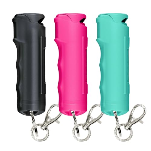 Image of SABRE Pepper Gel Spray with Fast Flip-Top Safety & Snap‑Clip Keychain for Self Defense - Max Strength with UV Dye, Reduces Wind Blowback, 10‑Sec Spray, 14ft Range, Finger Grip, Made in USA, 0.54 fl oz