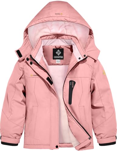 Image of GEMYSE Girl's Waterproof Ski Snow Jacket Hooded Fleece Lined Windproof Winter Jacket