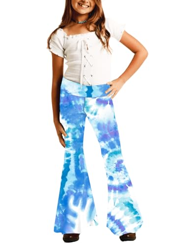 Image of Deerose Girls Halloween Hippie Bell Bottom Pants High Waist Flare Pants 5-14 Years