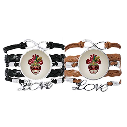 Bracelet Amour Couple Cuir Corde motif Carnaval de Venise DIYthinker