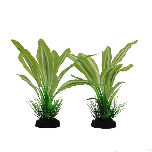 Image of Silk Aquarium Plants for Betta Fish Tank, Green-Yellow, 8 Inch | 2 Pieces, Aquatic Water Grass Decoration