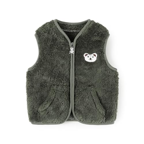 Baby Boys Girls Fleece Vest Zip Up Bear Jacket