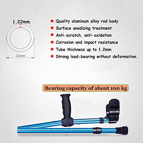 Muletas de antebrazo,Muletas plegables para adultos,Muletas ergonómicas para caminar,10 paradas de altura ajustable,Puntas de goma antideslizantes,Unisex
