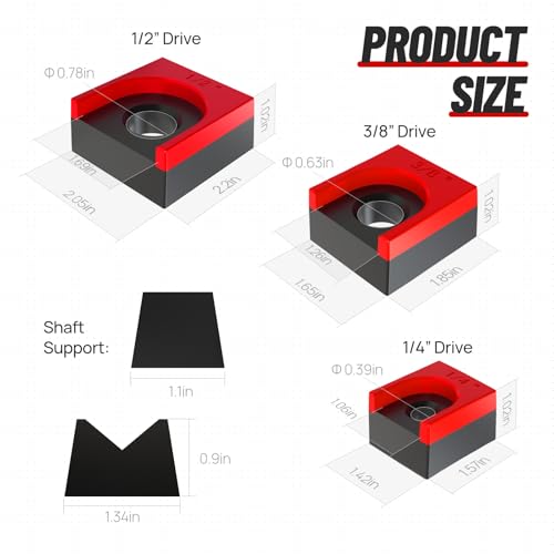 Image of Ratchet Organizer Kit-3 Pack Set with Strong Magnets (Red /Black) | 1 /4 inch, 3 /8 inch, 1 /2 inch Size Ratchets Holder, Ratchet Organizer for Tool Box Drawer, Keep Tools Organized, for Garage, Workshop