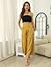 Hooever Women's Cotton Linen Culottes Pants Elastic Waist Wide Leg Palazzo Trousers Capri Pant (Yellow-XL)