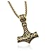 PiercingJak Herren Edelstahl Wikinger Halskette Thros Hammer Vikings Mj?lnir Kette Keltischer Knoten Nordisch Anh?nger, Silber/Schwarz/Gold