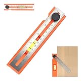 Adjustable Positioning Marking Protractor Tool, Multi-Angle Depth Measuring Ruler with Level Gauge & Rotatable Knob Angle Marking 15°-90°, Precise Leveling & Marking Tool for Woodworking & Carpentry