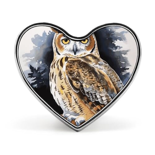 Owl Buttons Pin Memorial Boutonniere for Wedding Groom Bride, Customize Lapel Heart Pin for Christma