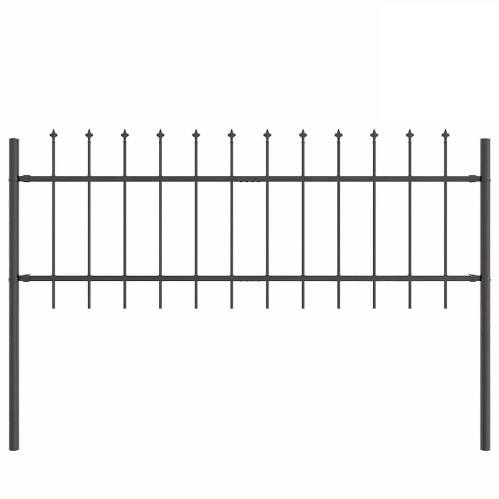 Garden Fence 7 Pcs Grey 11.9 x 0.6 m Powder-Coated Steel Outdoor Metal Fence Panel for Boundary Privacy and Security Garden Decorative Barrier
