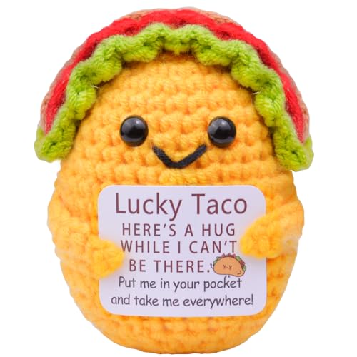 CoFuBcad Handmade Emotional Support Taco Gift, Mini Positive Crochet Taco Doll Knitted Crochet Women Birthday Gifts Car Decoration, Desk Decor Office Decoration