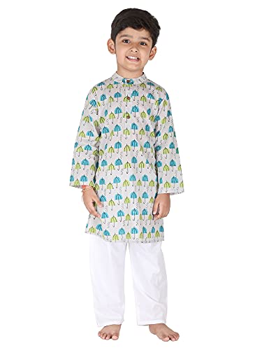 Image of Baby Boys Ethnic Wear | Handloom Cotton Kurta Pajama Set for Festivals | Comfortable & Stylish Traditional Kids Kurta Pyjama Set