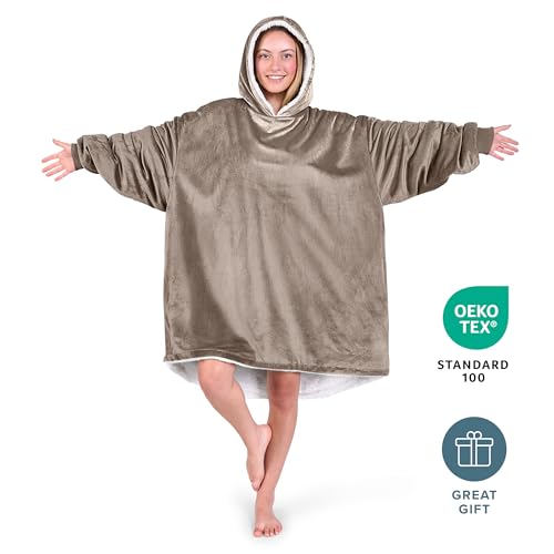 Image of Bare Home Wearable Blanket Hoodie - Soft Plush Sherpa - Warm and Cozy - Oversized Wearable Blanket