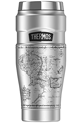 The Lord of The Rings Metallic Middle Earth Map THERMOS STAINLESS KING Stainless Steel Travel Tumbler