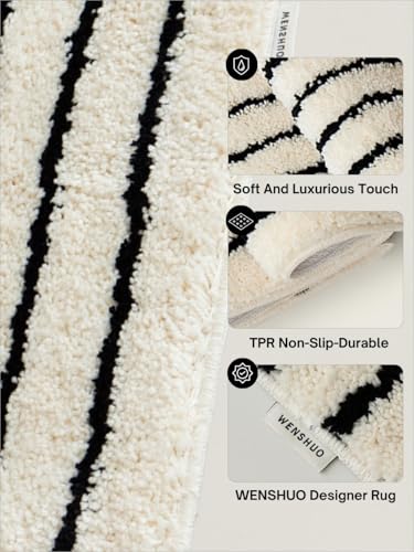 Tapete decorativo negro y crema de microfibra 75x45 cm miniatura 3