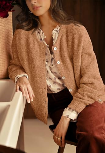 Image of PRETTYGARDEN Long Sleeve Crewneck Button Down Womens Sweaters Fall Open Front Chunky Cardigan Sweaters for Women 2026