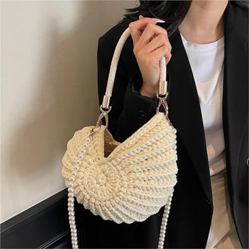 Conch Woven Bag Fashion Creative Design Pearl Chain Versatile Leisure Seaside Holiday Commuting Shoulder Messenger Bag3