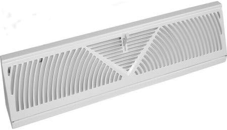 24" White Steel Baseboard Register with Snap-In Installation