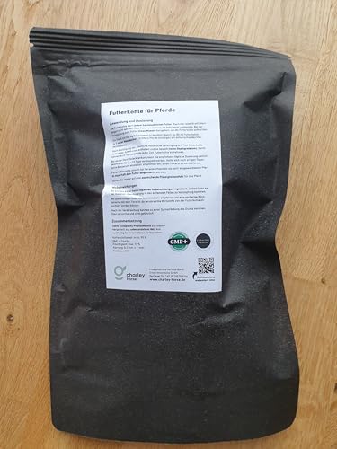 Charley Futterkohle für Pferde - 1L Probepackung Premium Futterkohle für eine gesunde Verdauung, zur Vorbeugung und als natürliche Sofort-Hilfe bei Koliken und Kotwasser